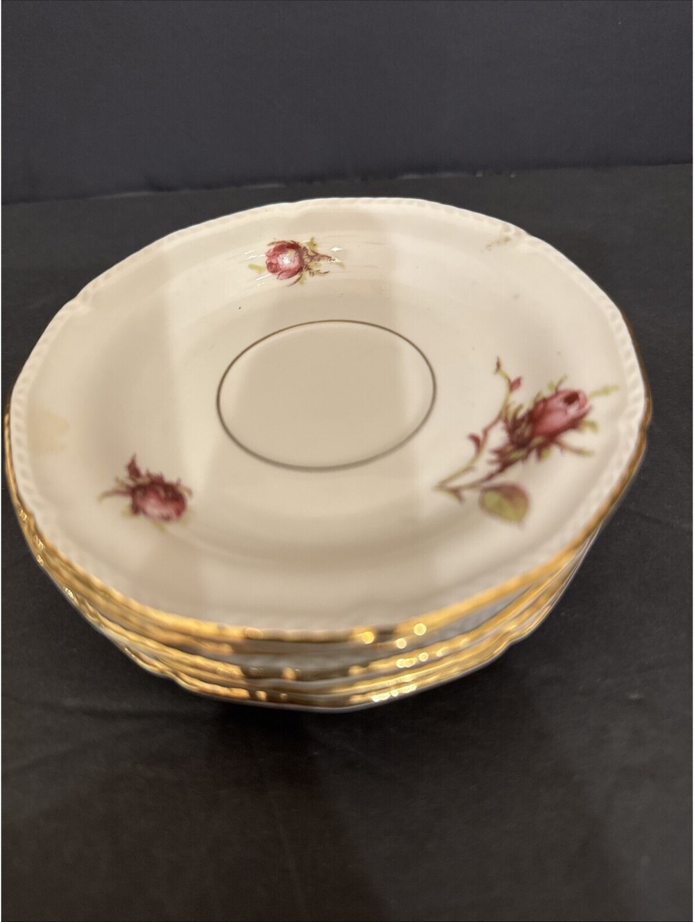 Set Of 5 Royal Tettau - Konigl.pr.Tettau - Rose Saucers - 4.5” Wide